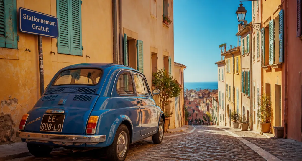 stationnement menton gratuit voiture ruelle pastel