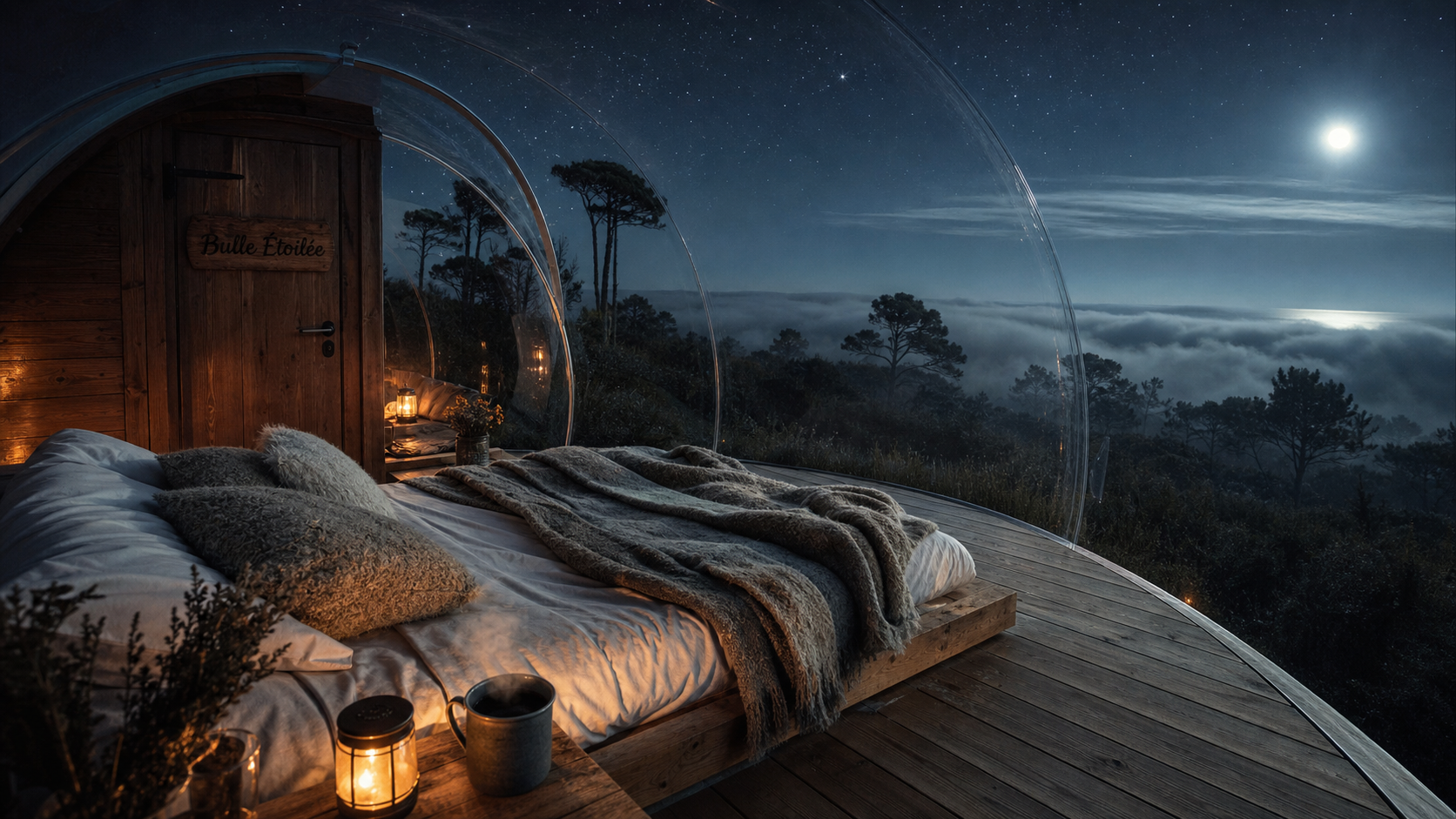 Week end insolite en Bretagne : bulle étoilée, lit et brume nocturne