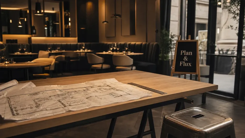 Aménager un restaurant : plan d’agencement et flux en cours d’aménagement