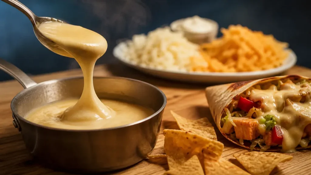 Comment faire une sauce fromagère : cheddar et emmental nappant des tacos