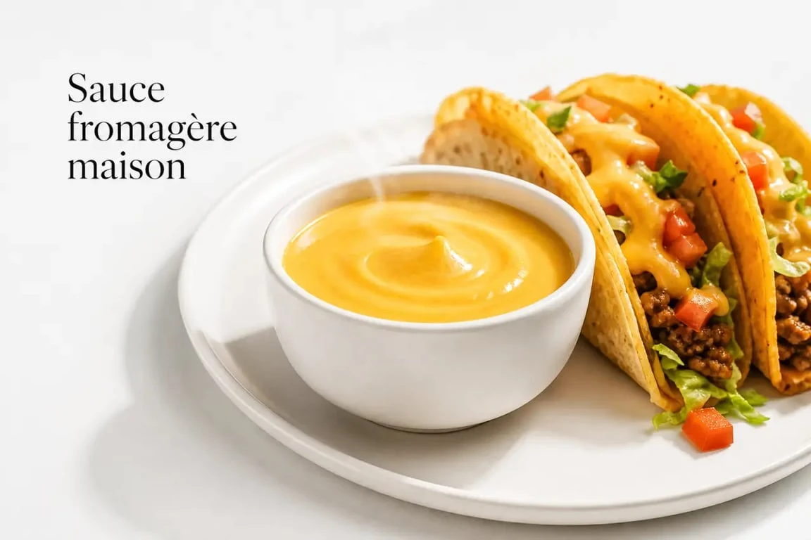 Comment faire une sauce fromagère maison servie avec des tacos garnis