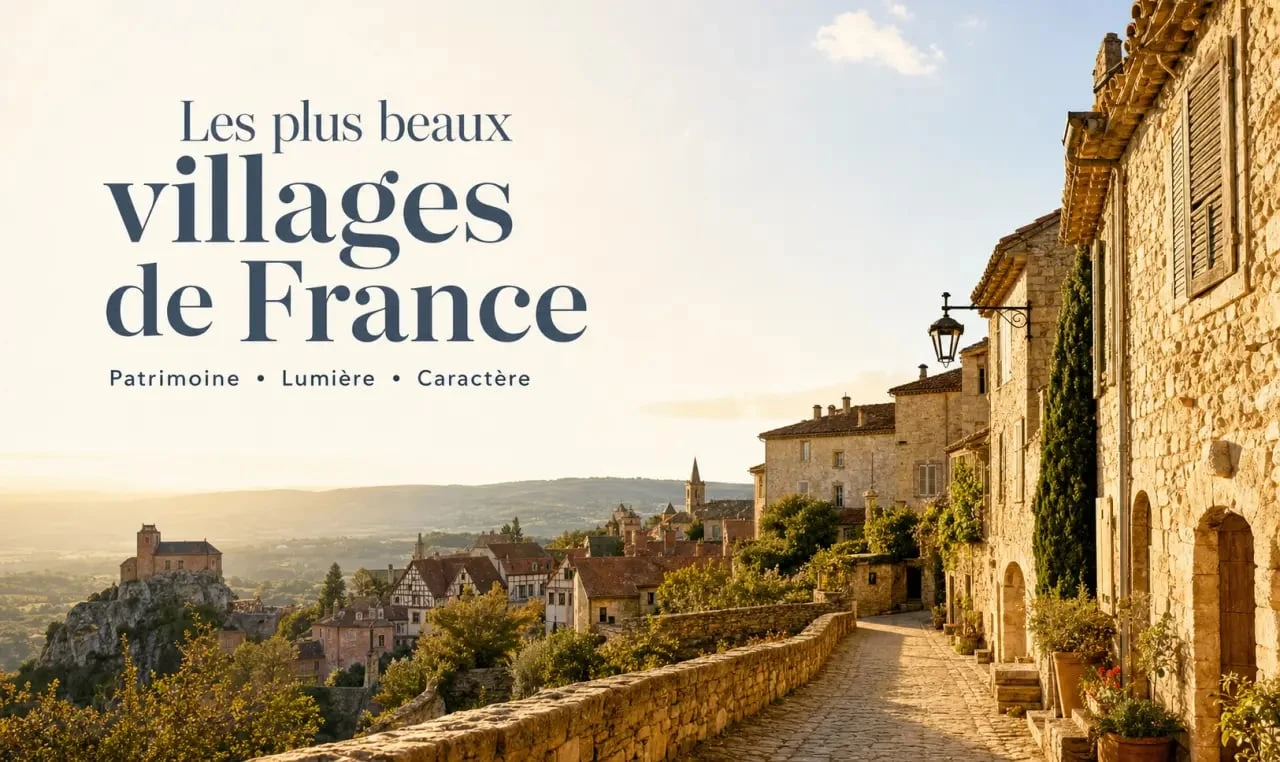 Les plus beaux villages de France illustrés par un panorama éditorial de villages en pierre, ruelles médiévales et maisons à colombages