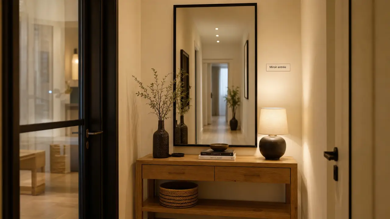 Miroir entree noir pour agrandir et illuminer l’entrée