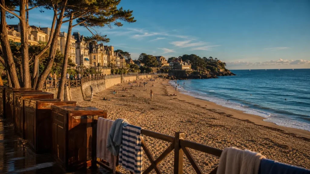 Plage de l’Écluse à Dinard avec villas Belle Époque, que faire à Dinard