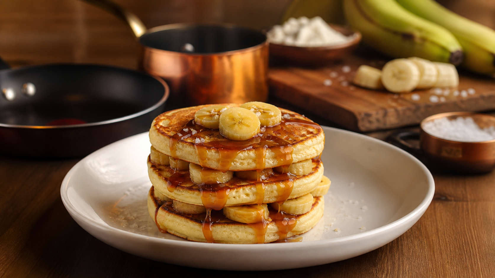 Recette pancakes cyril lignac banane : pancakes moelleux au caramel fleur de sel
