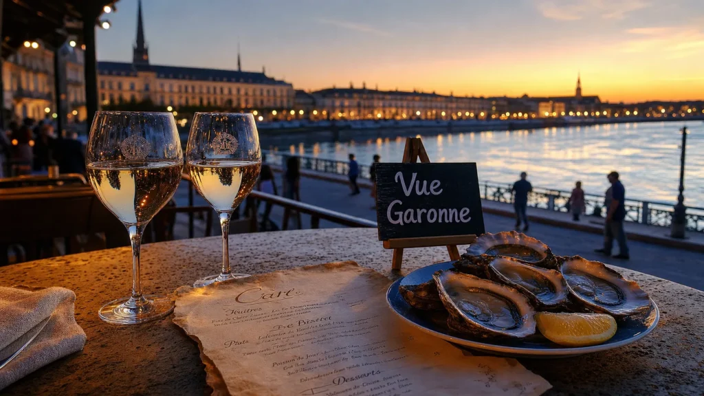Restaurant sur les quais à Bordeaux, vue Garonne, brunch sur la terrasse