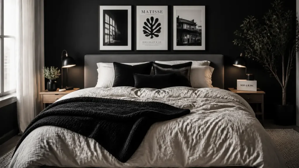 Chambre noir et blanc : la méthode pour éviter l’effet froid avec les bonnes matières et la bonne lumière