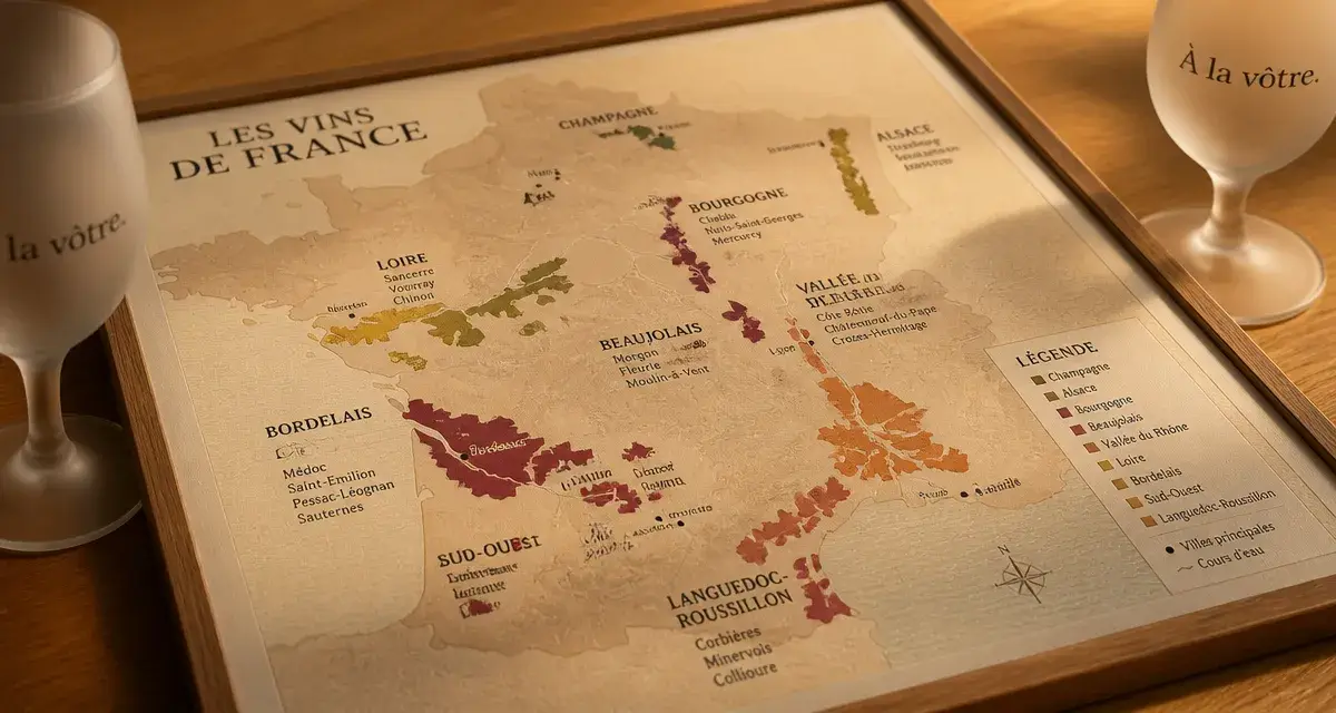 Carte de france des vins pour découvrir 13 régions viticoles