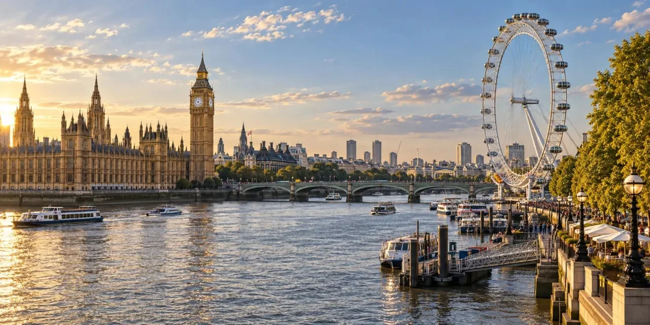 Que faire à Londre en 3 jours : vue de Westminster et de la South Bank au bord de la Tamise
