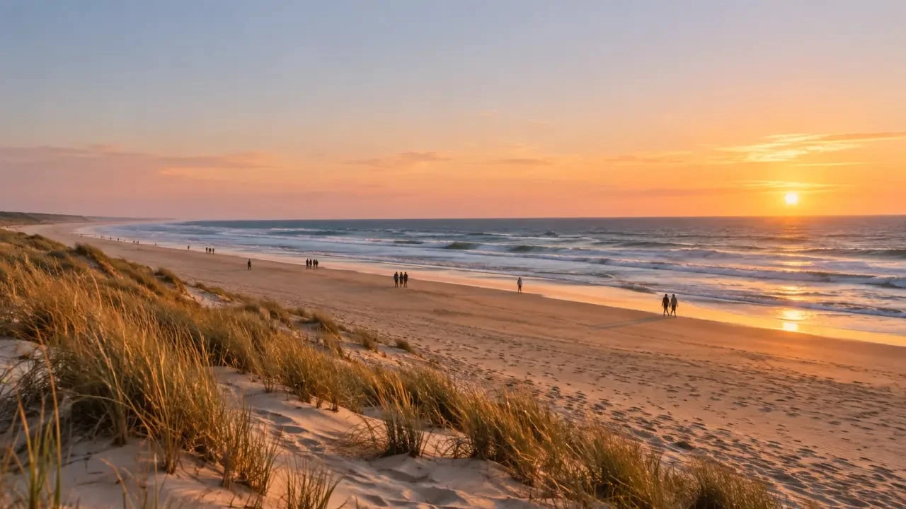 Que faire à Seignosse : coucher de soleil sur la plage et les dunes de Seignosse-Océan