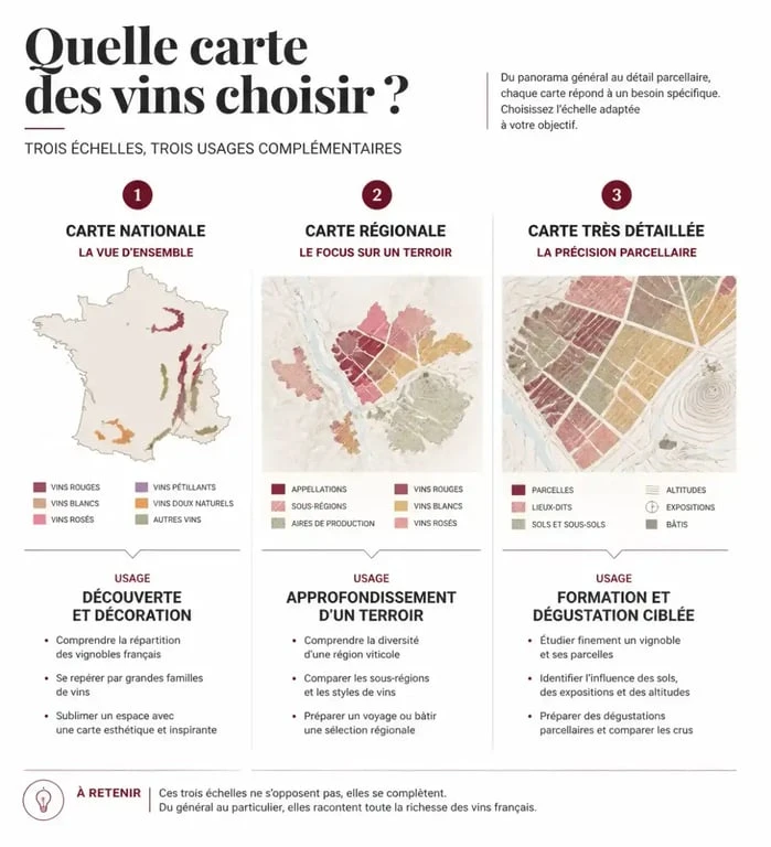 Carte de France des vins : choisir entre carte nationale, régionale ou détaillée