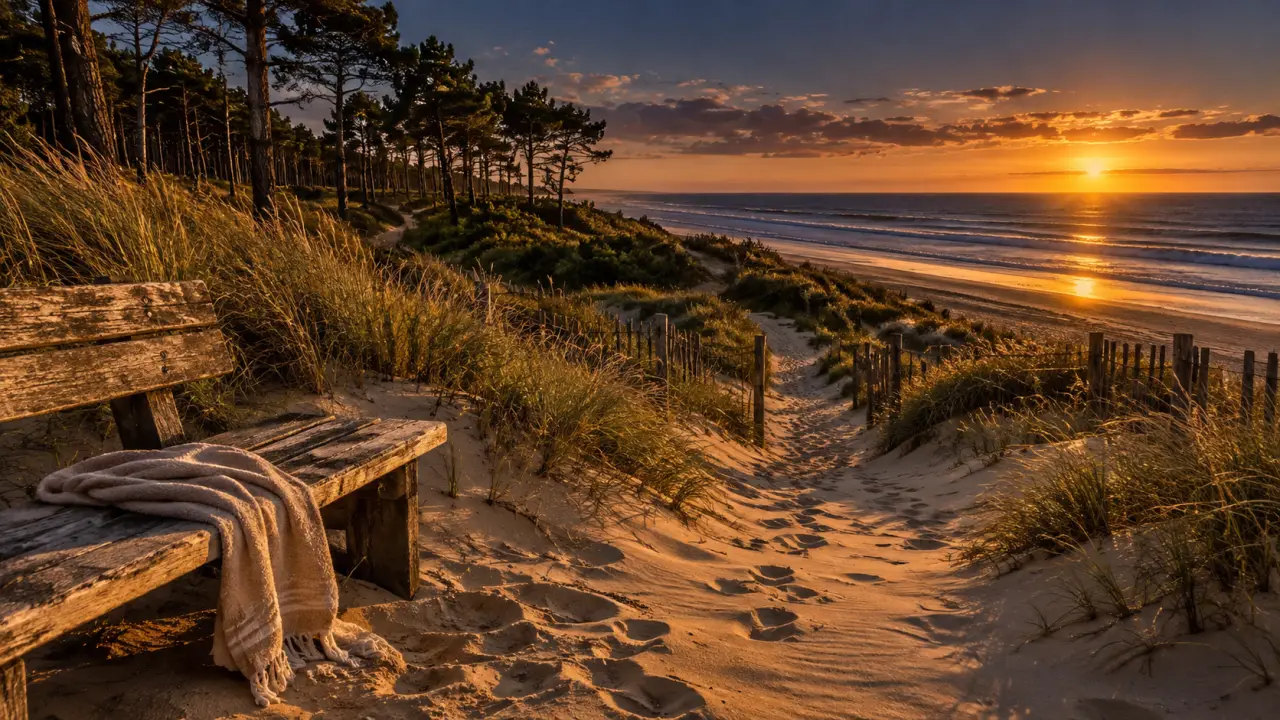 Que faire à Seignosse : plage, dunes et pinède au coucher du soleil