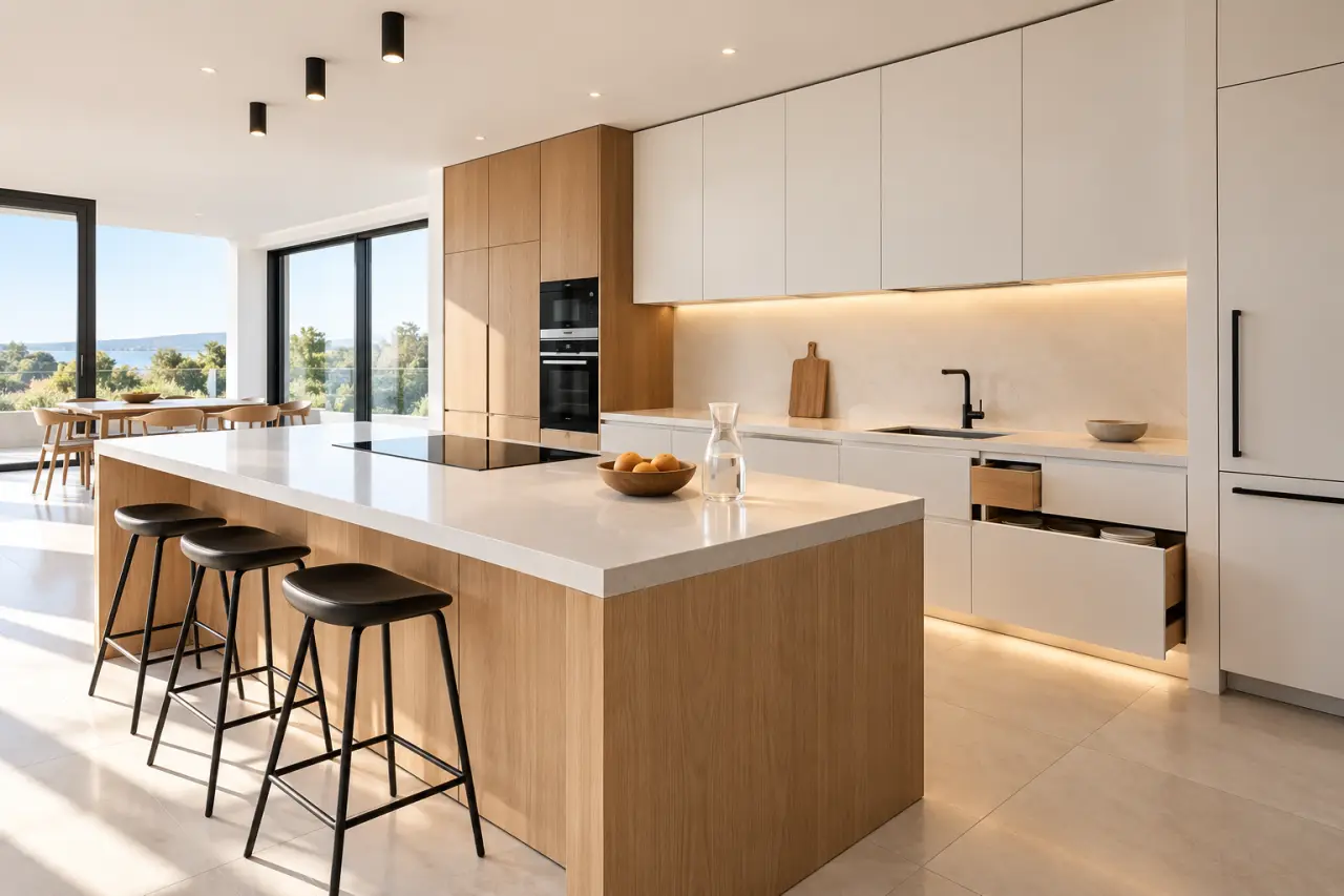Cuisine rangée et lumineuse pour préparer sa cuisine pour une vente immobilière réussie
