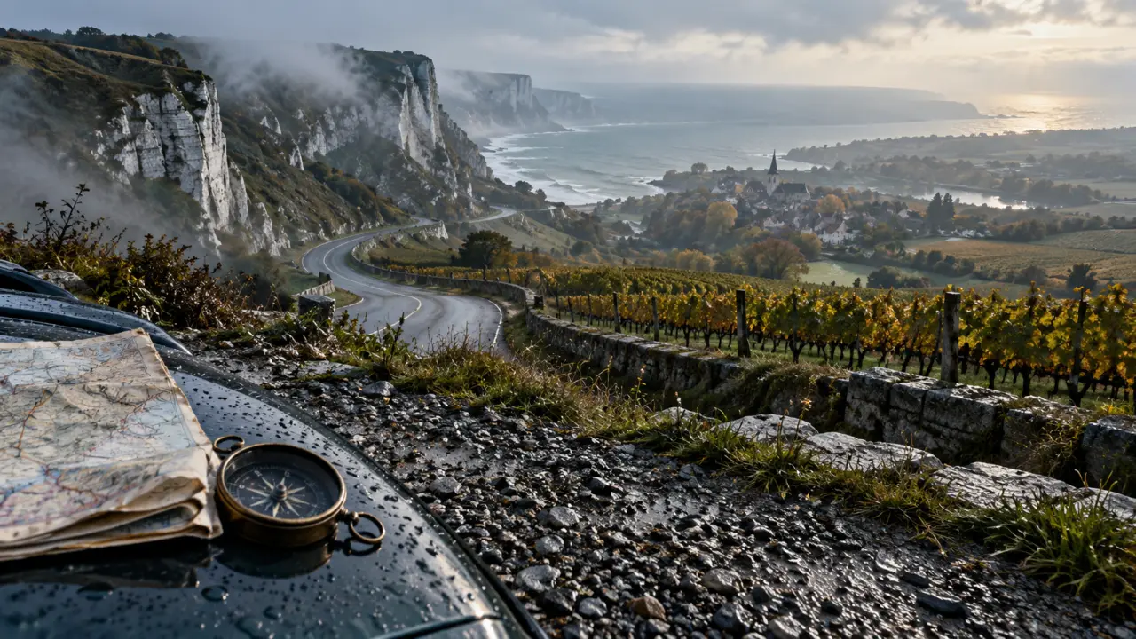 Les plus belles regions de france : route sinueuse, vignes et falaises