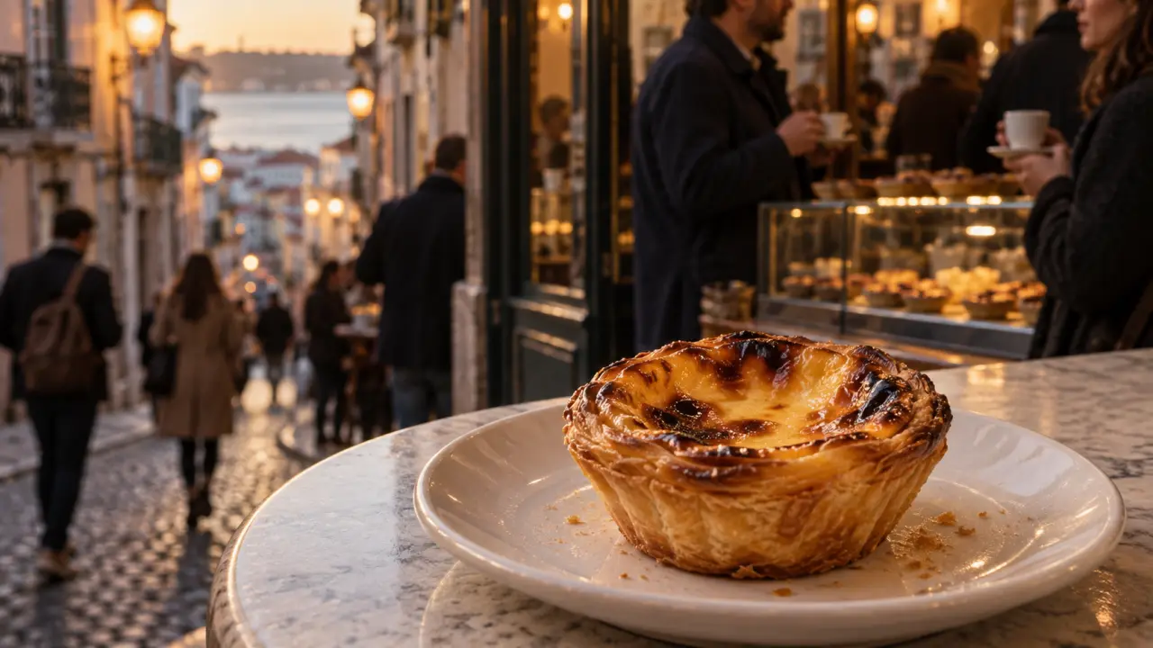 Meilleurs pasteis de nata Lisbonne : pastel de nata tiède dans une ruelle